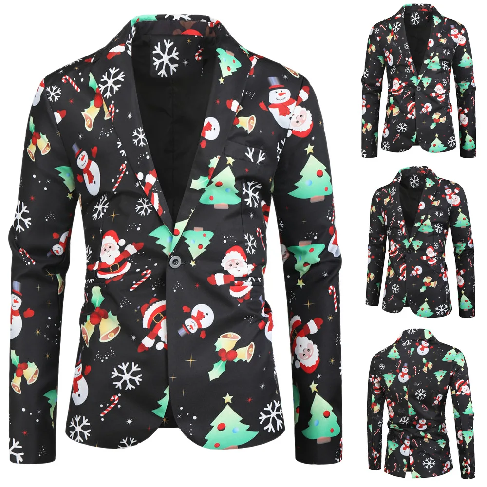 

2019 Autumn And Winter New Style Europe And America Men's 3D Fun Printed Suit Jacket Christmas Leisure Suit Coat Men's