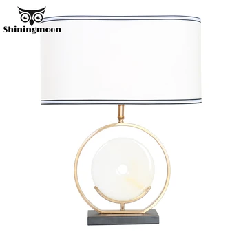 

Chinese Classical Table Lamp Modern Fabric Marble Decoration Table Lights Bedroom Bedside Table Light Reading Learning Lighting