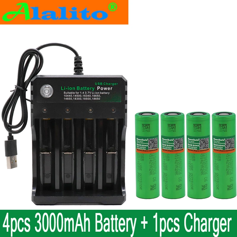 4 шт. 2019/100% оригинал VTC6 18650 V 3000 mAh Li ion 3 7 batera para SONY us18650 vtc6 USO + USB зарядное устройство |