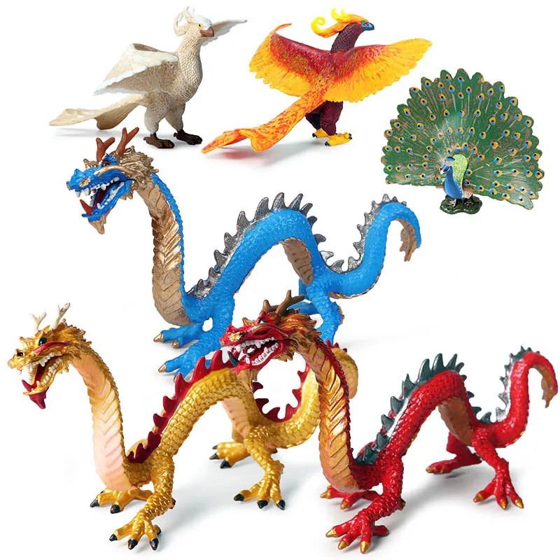 

Children's Mythology beast series simulation Dragon Phoenix Peacock Collection Gift Toy model