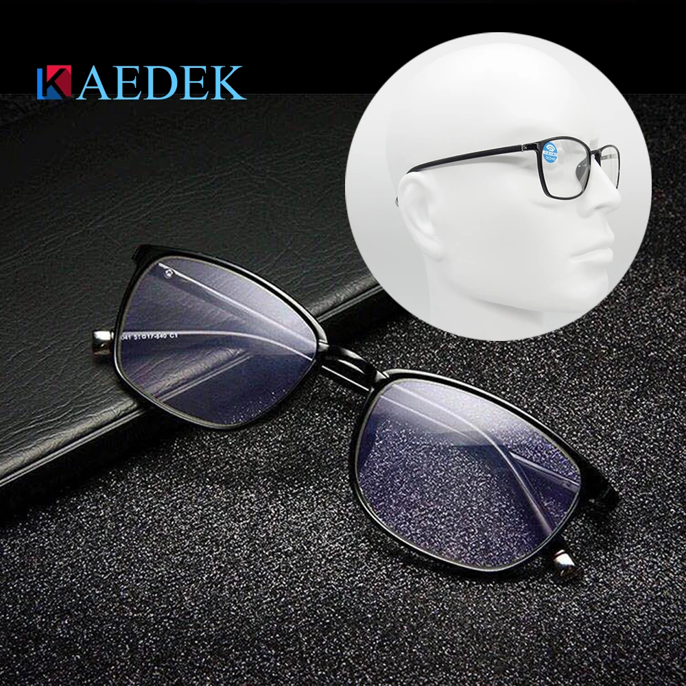 

KAEDEK Progressive Multifocal Reading Glasses Men Women Square Anti blue light Frame Near Farsighted Diopter +1.0 1.5 2.0 2.5 3