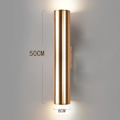 Customized Simple Modern Wall Sconce Lamp Creative Personality Bedroom Bedside Round Aluminum Luxury Champagne Gold Wall Light - Цвет абажура: Dia8 x H50cm 5W