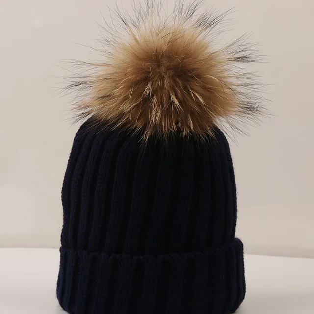 child navy only hat DANKEYISI помпоны из натурального меха енота помпоны DIY енота мех помпоны натуральный мех норки Помпон для шляпа и Сумка Обувь Skullies шапочки - Цвет: child navy only hat