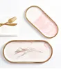 Nordic Marble Texture Tray Ceramic Oval plate Western Dish Dessert Dish Jewelry Storage Tray 3