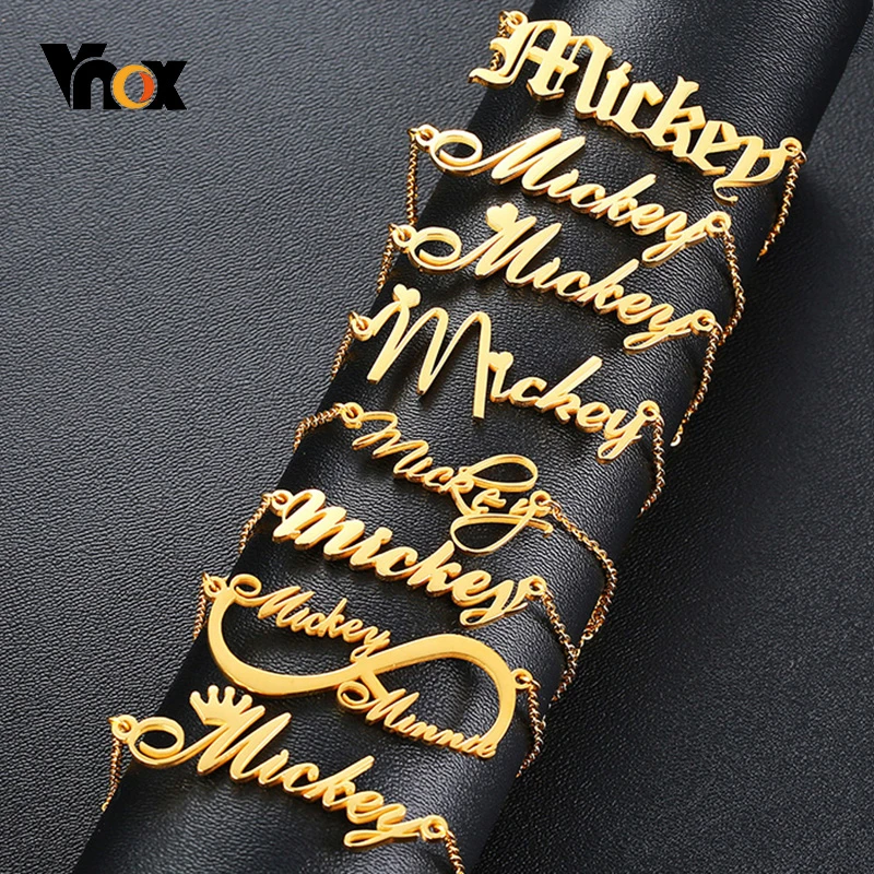 

Vnox Pre-sale Personalized Name Necklaces Solid Stainless Steel Choker for Women Fashion Pendant Custom Special Unique Gift