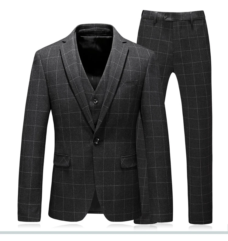 29 цветов Slim Fit мужской костюм из 3 предметов свадебное платье мужской повседневный деловой пиджак Свадебный Выпускной костюм жениха одежда смокинг - Цвет: 2018-Black