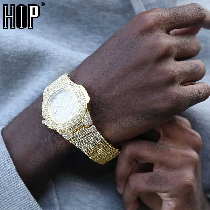 Hip Hop uomo ghiacciato orologi orologi da polso al quarzo con data di lusso  con Micropave CZ orologio per donna uomo gioielli|Women's Watches| -  AliExpress