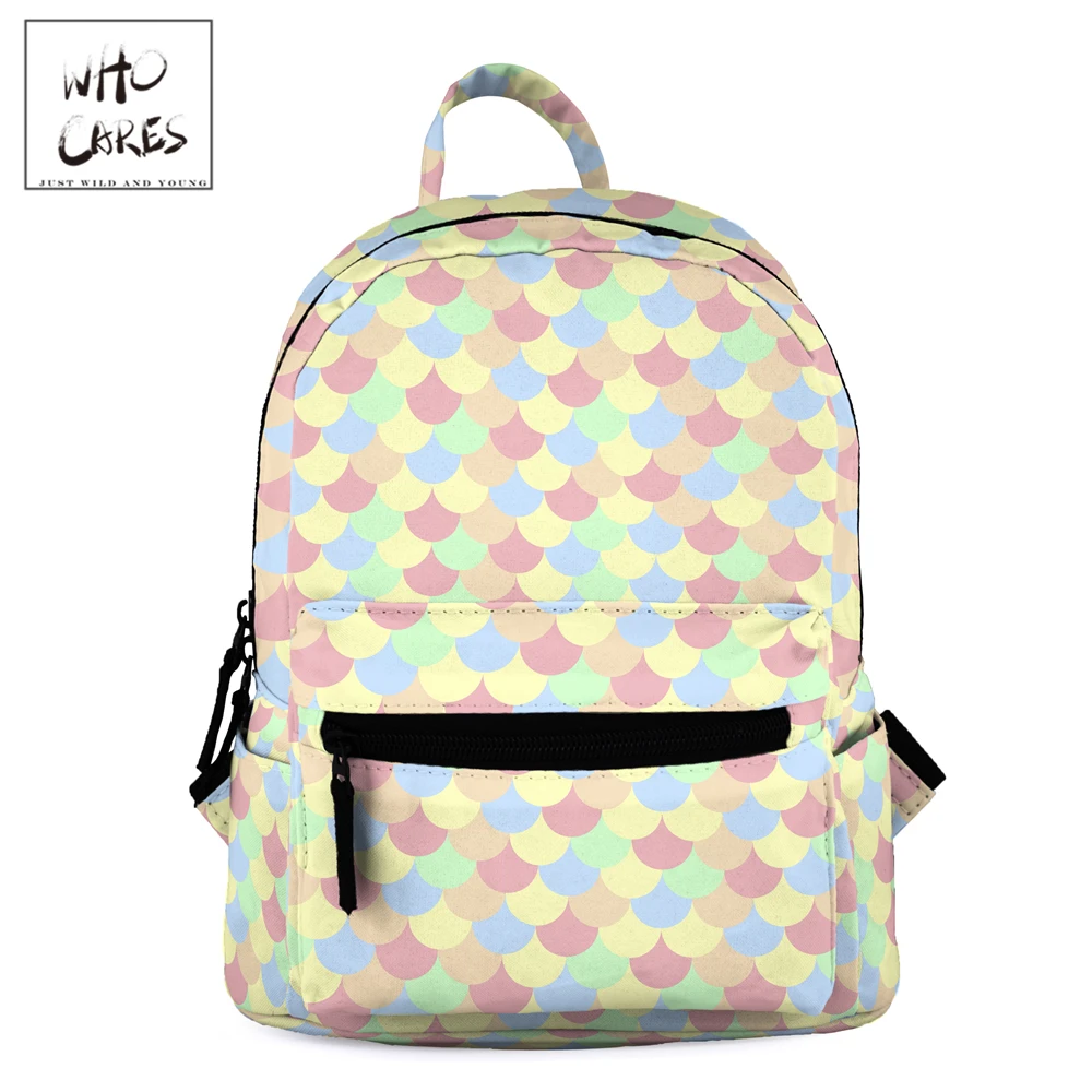 

Female Mochila Pastel Mermaid Print Backpack Women Shoulder Bag For Teenage Multi-Function Small Bagpack School Backpack