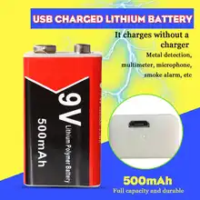 9 в 500 мАч usb зарядка литий-ионная батарея USB перезаряжаемая батарея 9 В литиевая для мультиметра игрушечный микрофон дистанционное управление KTV использование