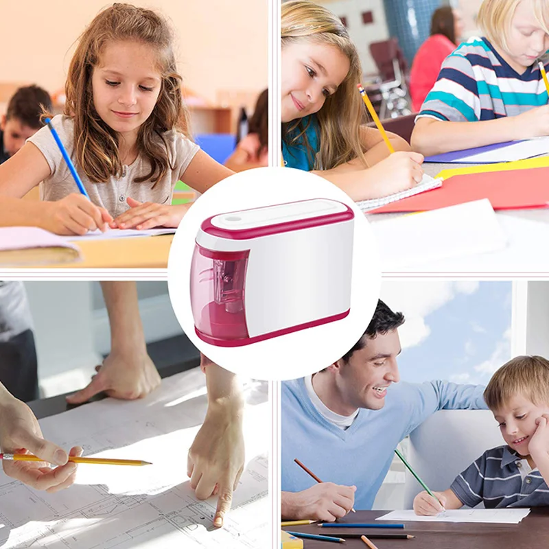 Automatic Electric Pencil Sharpener Battery Operated Two Holes Pencil Sharpeners Office& School Supplies Stationery