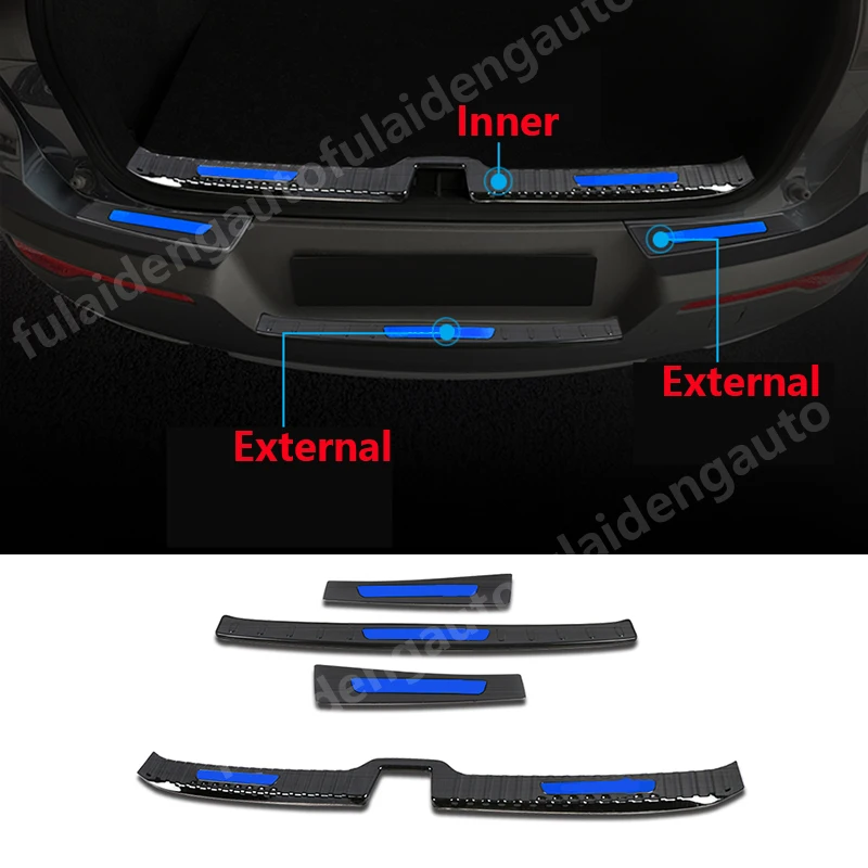 Black titanium OUTER Rear Bumper Protector Cover Trim For 2016-2018 Toyota RAV4