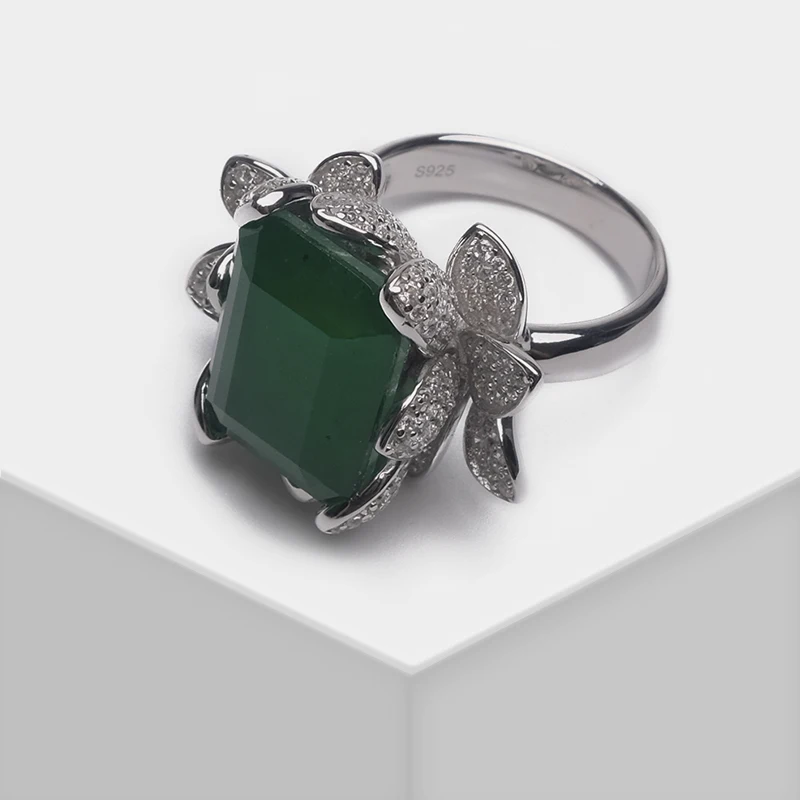 

Local focal Fashion 925 Silver flower shiny design ring