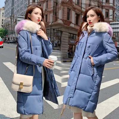 Photo Color Новинка, женская зимняя длинная куртка, модная куртка с вышивкой, пуховик с капюшоном, теплый меховой воротник, верхняя одежда, парка, cc1244 - Цвет: Photo Color