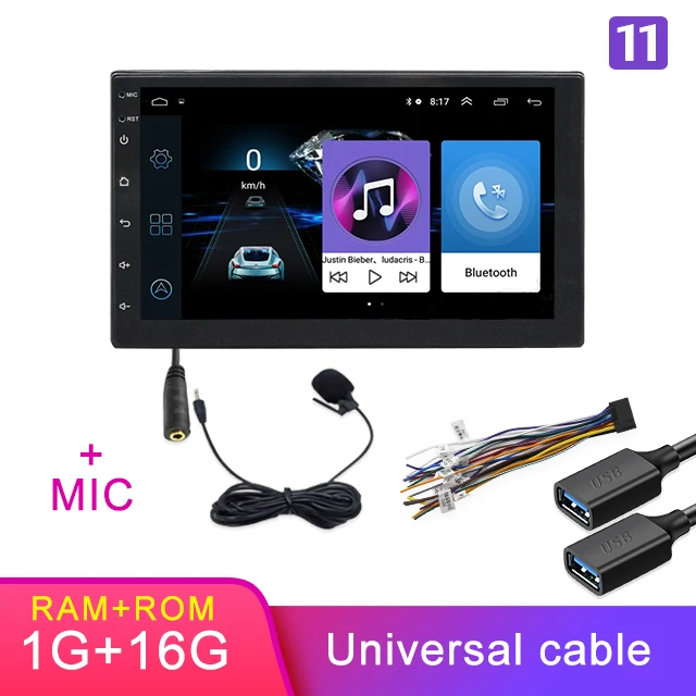 TOPSOURCE " Android 8,1 gps навигация 2 Din Автомобильный мультимедийный плеер HD FM автомобильный аудио Радио стерео для Volkswagen Nissan hyundai - Цвет: 1G Add Microphone