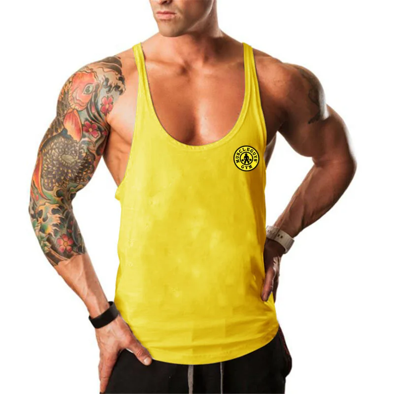 Brand Tank Top Vest Muscle Gym Mens Sleeveless Workout Singlets Sportswear Shirt Stringer Clothing Bodybuilding Singlets Fitness
