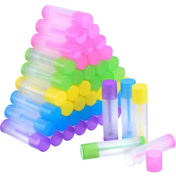 

5 Pieces Lip Balm Empty Container Clear Tubes with Twist Bottom and Top Cap lip gloss containers, 3/16 Oz (5.5 ml) (Multicolor)