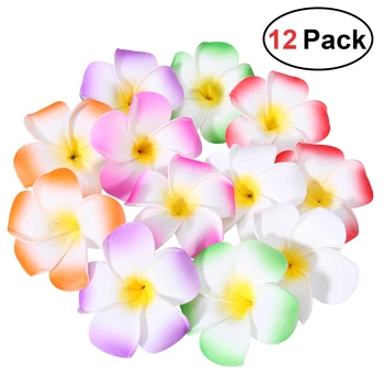 

12 Pcs Hawaiian Plumeria Flower Hair Clip Foam Hair Accessory for Beach Party Wedding Event Decoration