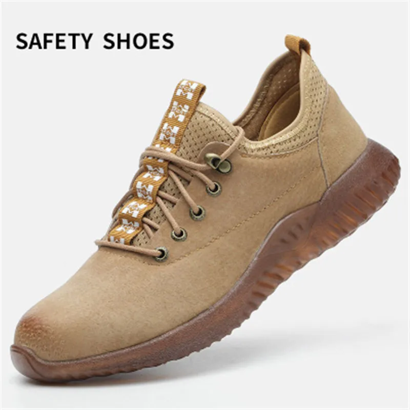 

Mens Work Boots 2019 Fashion Outdoor Steel Toe Cow Leather Steel Toe Shoes Men Anti Slip Puncture Proof Safety Shoes Boot Man