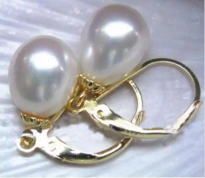 HOT AAAA 8.5x10 mm AUSTRALIAN SOUTH SEA white PEARL EARRING 14k/20 GOLD | Украшения и аксессуары