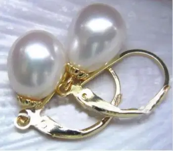 

HOT AAAA 8.5x10 mm AUSTRALIAN SOUTH SEA white PEARL EARRING 14k/20 GOLD