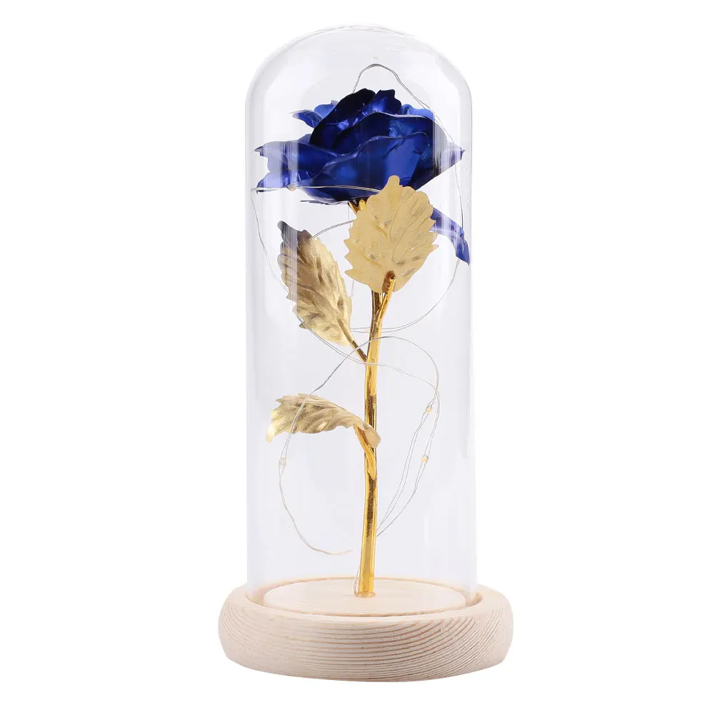 SOLEDI LED Immortality Gold Foil Rose Glass Cover Preserved Flower Flowers Romantic Eternal Flower Gift Party Luminous