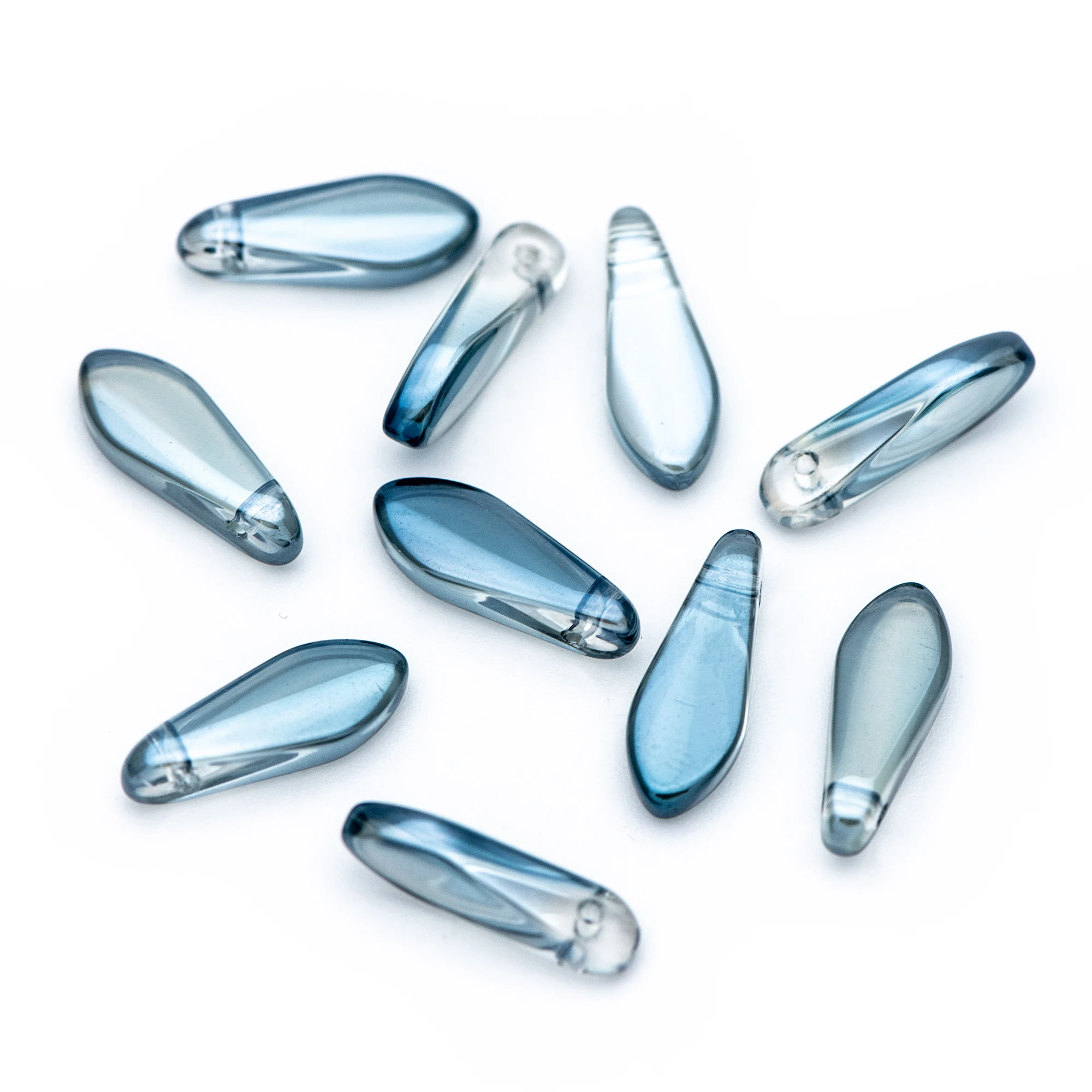 

Crystal Glass Dagger Bead, Spike Bead, Boho Bead，Leaf shape Bead,Sparkly Dark Grey Blue (GM034-4)/ 50 beads Message Seller