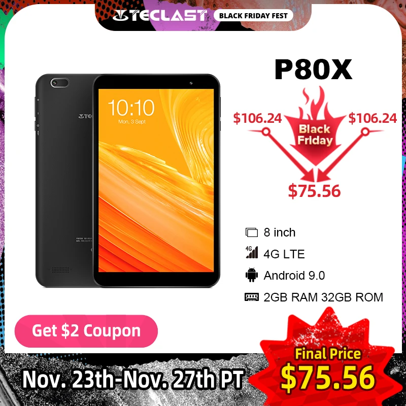 8 inch Tablet Teclast P80X Android 9.0 4G Phablet SC9863A Octa Core 1280×800 IPS 2GB RAM 32GB ROM Tablet PC GPS Dual Cameras|Tablets| – AliExpress