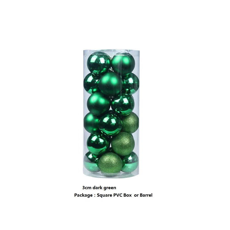24pcs 3cm Dark green 24 шт Рождественские шары блестящие матовые глянцевые шары с рождественским орнаментом для рождественской елки украшения материалы красный золотой зеленый розовый - Цвет: 24pcs 3cm Dark green