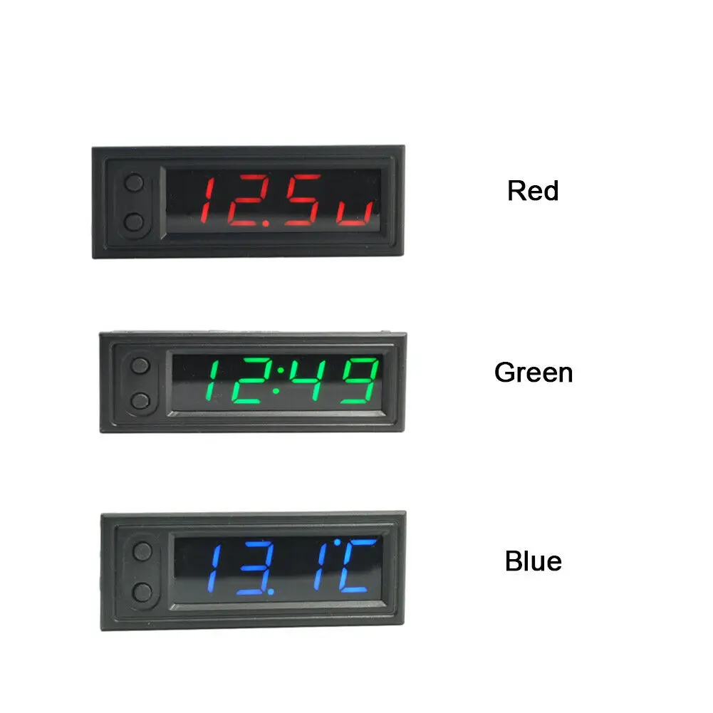 

3IN1 Car Digital Display Truck Trailer LED Voltmeter Temperature Clock RV Camper Van Meter Thermometer Car Accessories Universal
