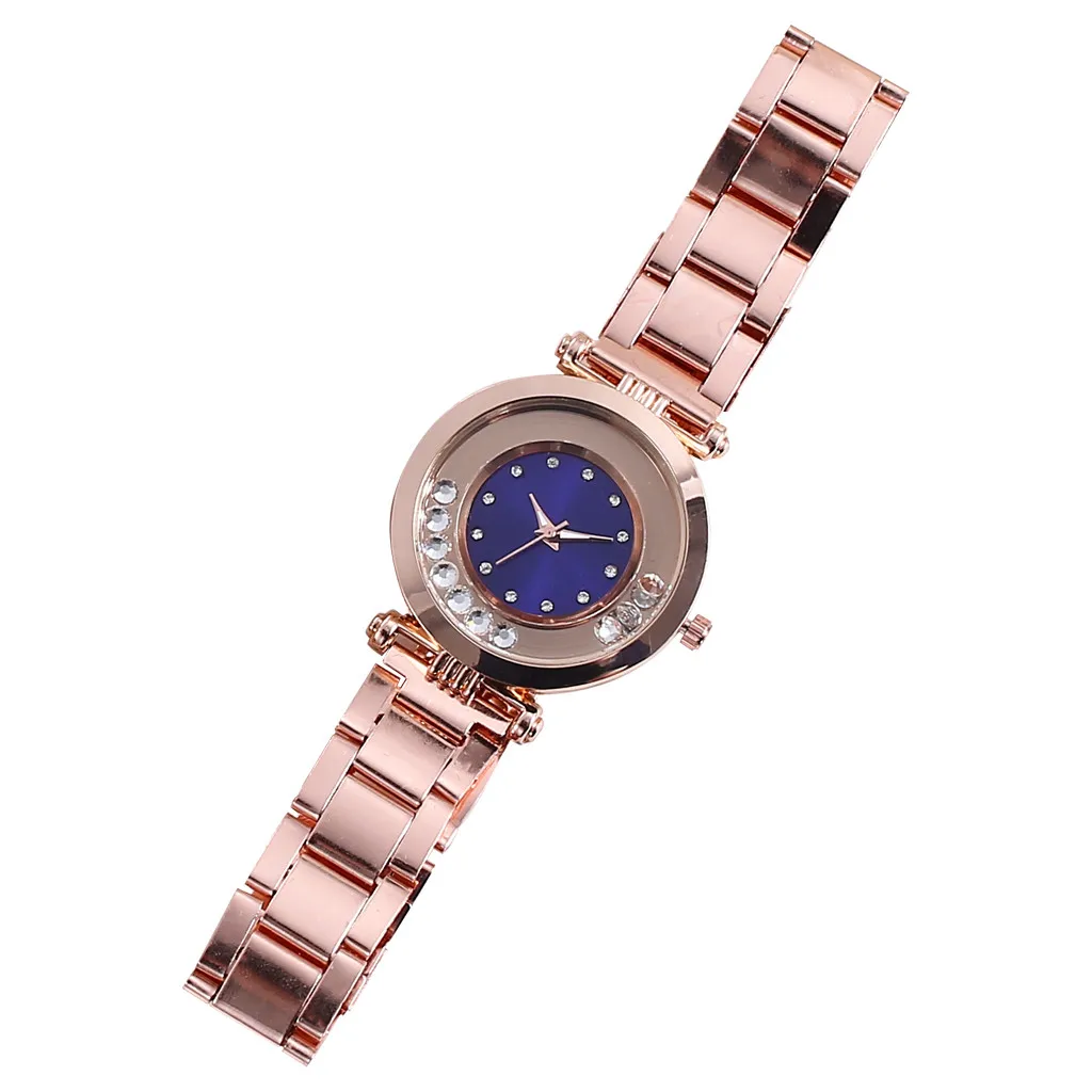 Женские часы с переливающимися бусинами, с точечным циферблатом, Женские кварцевые наручные часы, ремешок из сплава, модные часы, платье, Relojes Para Mujer@ 50 - Цвет: Синий