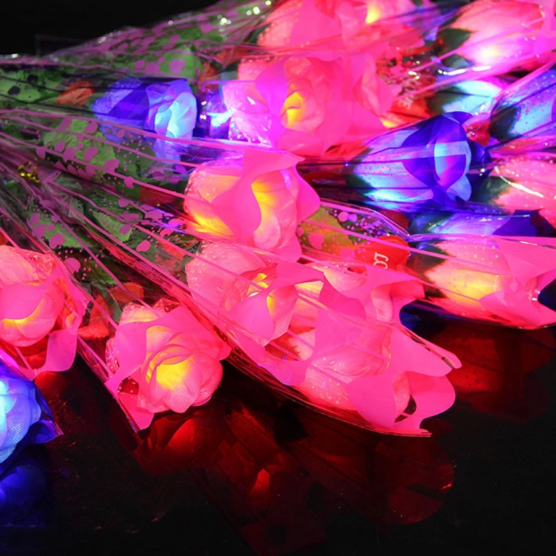 

Valentines Gift Rose With Light Baby Toys LED Flashing Simulation Romantic Rose Flower Night Light Gifts For Girl Drop Shipping