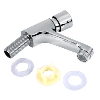 

Rotation Opening Mode Basin Faucet Tap+Lid Delayed Zinc Alloy For Cold Water