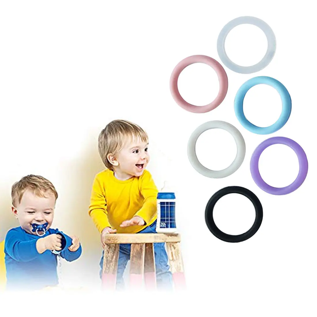

10PC O-Rings Silicone Baby Dummy Pacifier Chain Clips Adapter Holder for MAM Nipple & Accessories Pacifier