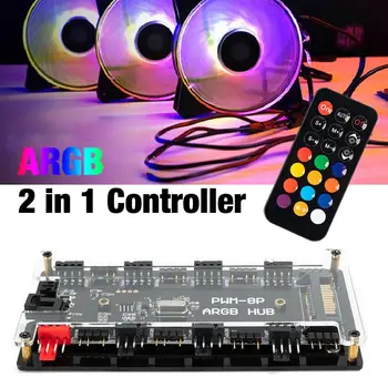 

SATA Power Supply 1 To 8 Fan HUB 5V 4 Pin PWM ARGB Addressable Splitter For PC LED Light Cooler Control Adapter Multi Way Hub