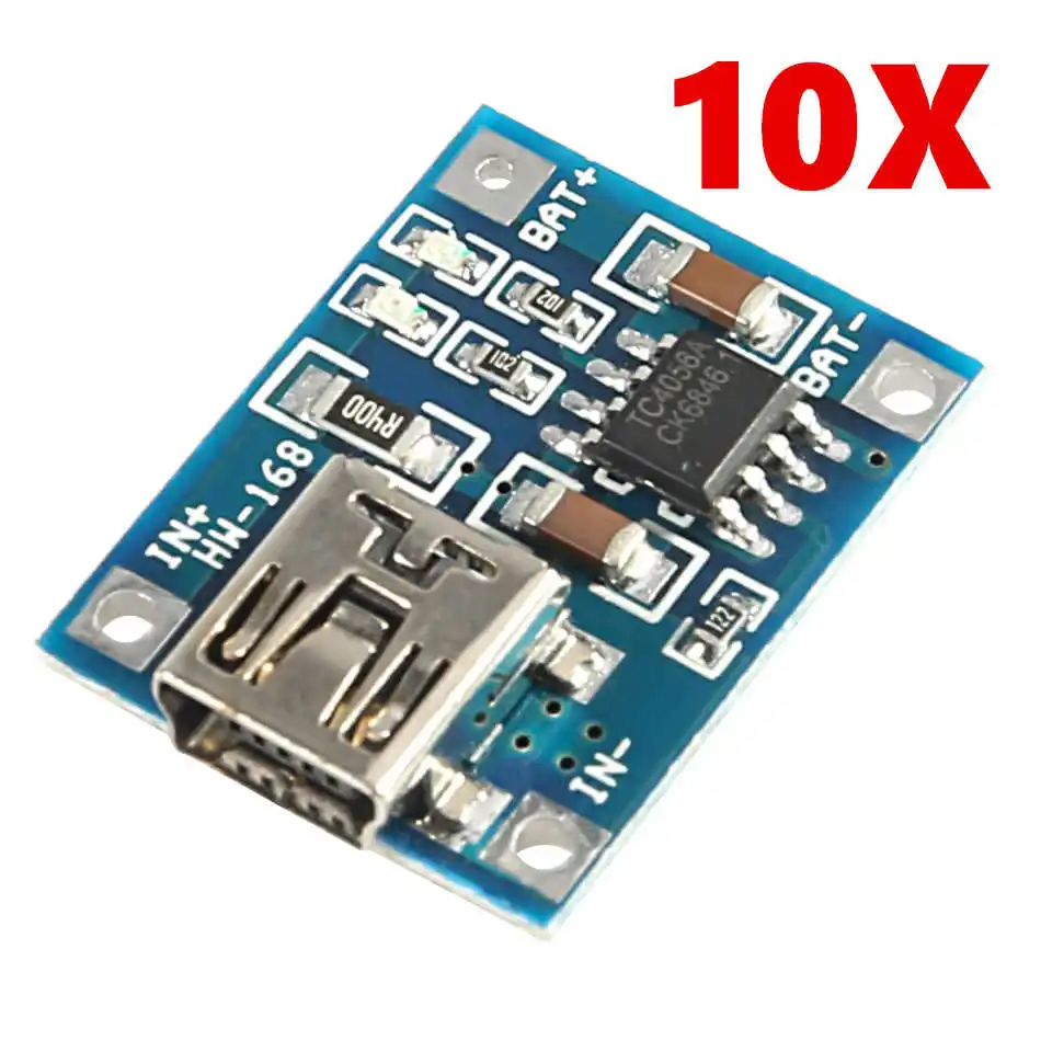 10 шт. mini-USB 5V 1A TP4056 модуль зарядного устройства литиевой батареи зарядная плата с
