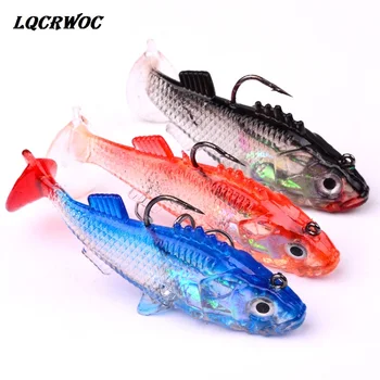 

3D Eyes Lead Fishing Lures With T Tail Soft Fish Single Hook Baits artificial bait jig wobblers rubber 7.6cm 15.7g Swimbait lure