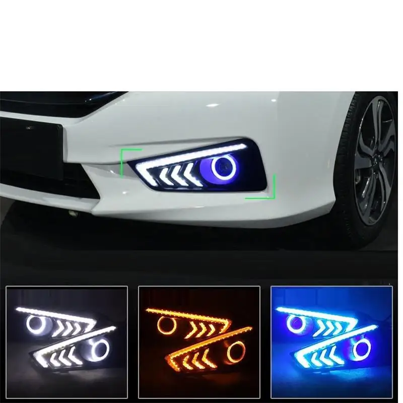 Assessoires запчасти Drl Cob дневные ходовые светодиодные Авто наружные фары передние противотуманные задние Автомобильные фары в сборе 15 16 для Honda City