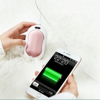 

10000mAh Portable 4 In 1 USB Rechargeable Hand Warmer Power Bank With Vibration Massage LED Flashlight Double-Side Heat