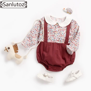 

Sanlutoz Cotton Baby Girl Clothes Newborn Flowers Bodysuit for Baby Girl Long Sleeve Princess Baby Jumpsuit Winter