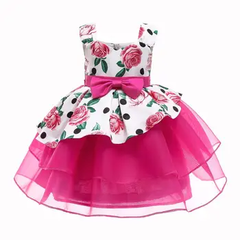 

Girls Dress Summer Rose Printing Kids Princess Dresses For Girls Elegant Birthday Party Dress Children Clothing 2 6 8 9 10 Year