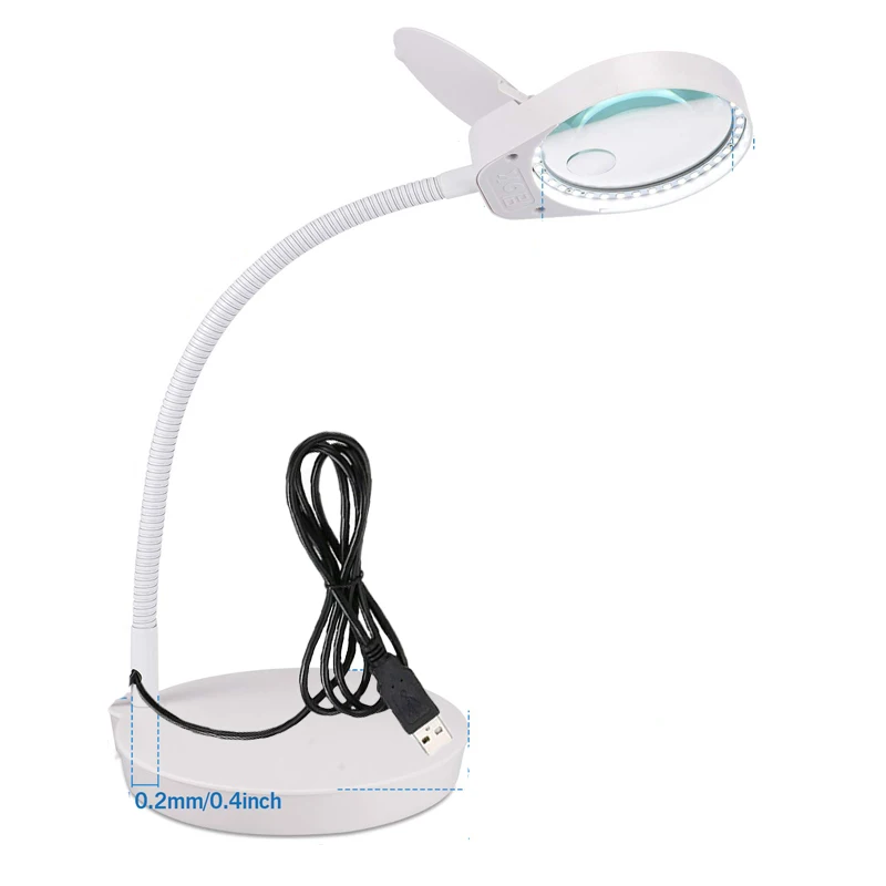  PDOK USB plug Glass Lens Desk Lamp magnifying 8X 15X with 38 LEDs Stand - 33008780290