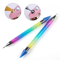 ANGNYA New Dual Heads Acrylic Metal Dotting Wax Pen Gradient Rhinestones Gem Picker Crystal Picking Nail Art Studs Dotter Tools 2