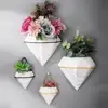 Plant Pot Geometric Shape Decorative Ceramic Wall Mounted Flowerpot for Home