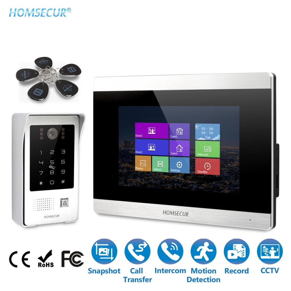 HOMSECUR 7\ Video Door Intercom Phone System Touch Screen RFID Keyfob Password Unlock Waterproof Outdoor Camera BM715-S+BC091 HOMSECUR 7\ Video Door Intercom Phone System Touch Screen RFID Keyfob Password Unlock Waterproof Outdoor Camera BM715-S+BC091
