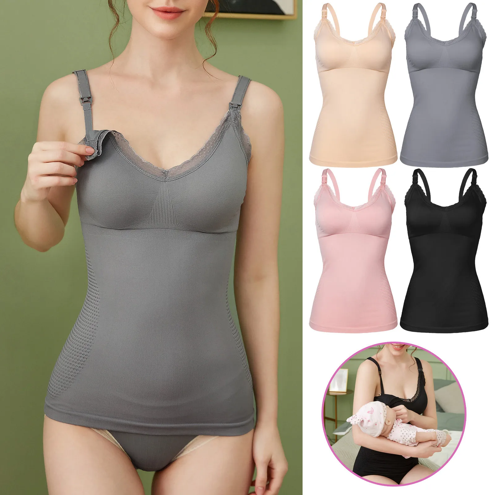 Pregnancy Clothing Women's Maternity Nursing Tank Top Sleeveless Comfy Breastfeeding Clothes Pregnant Nursing Vest Underwear