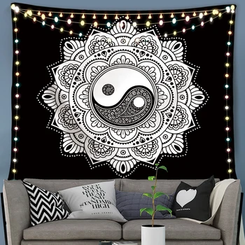 

Silstar Tex Tai Chi Tapestry Ying Yang Oriental Tapestry Black Hippie Bohemian Black Custom Printed Tapestry Mandala Sun Wall