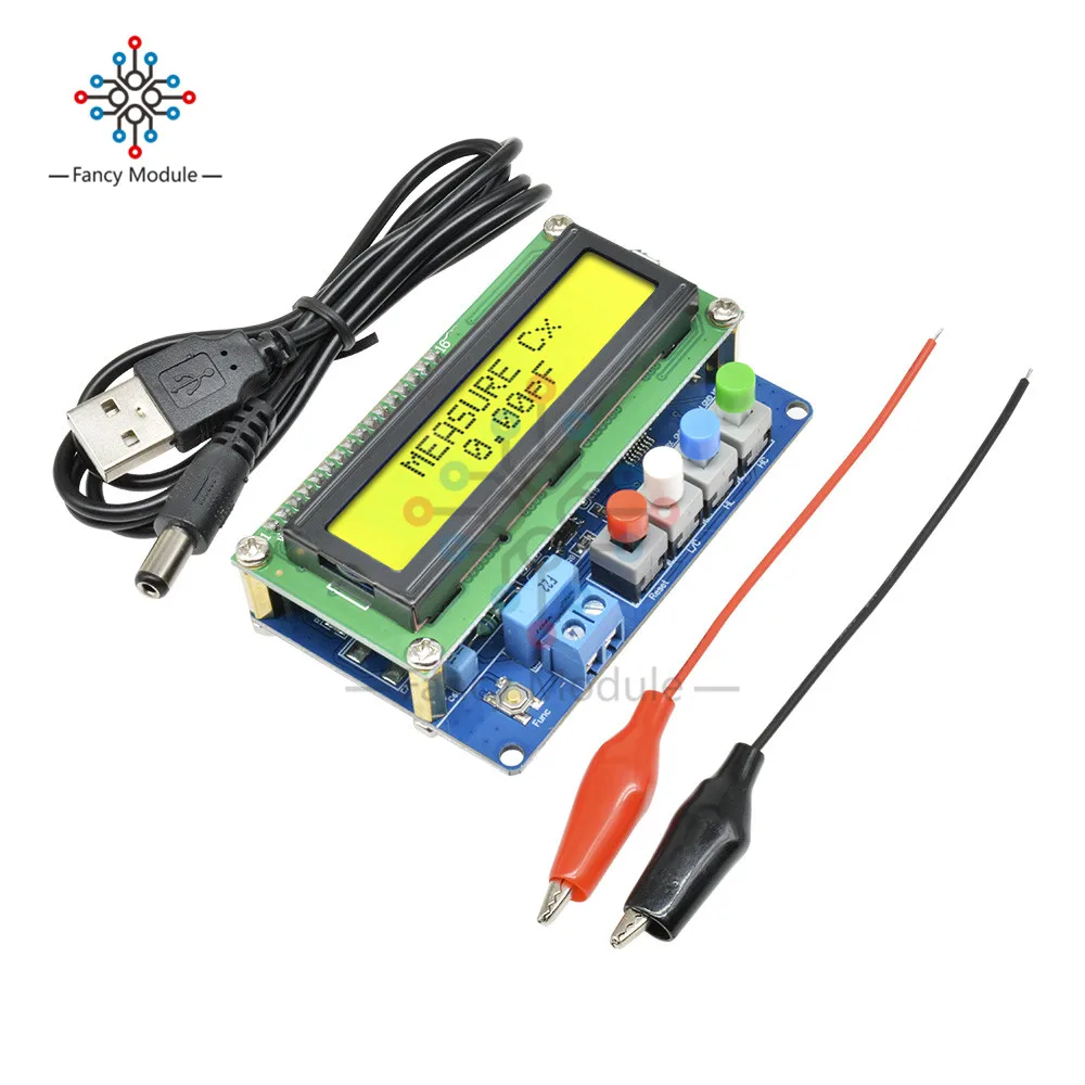 Diymore LC100-A цифровой 1602LCD Высокоточный измеритель емкости индуктивности L/C тестер конденсатора с USB к DC штекерным кабелем