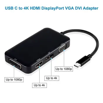 

USB C Type C to HDMI VGA DVI DP DisplayPort Adapter USB 3.1 USB-C Type-C to Display Port Converter for Macbook Chromebook Pixel