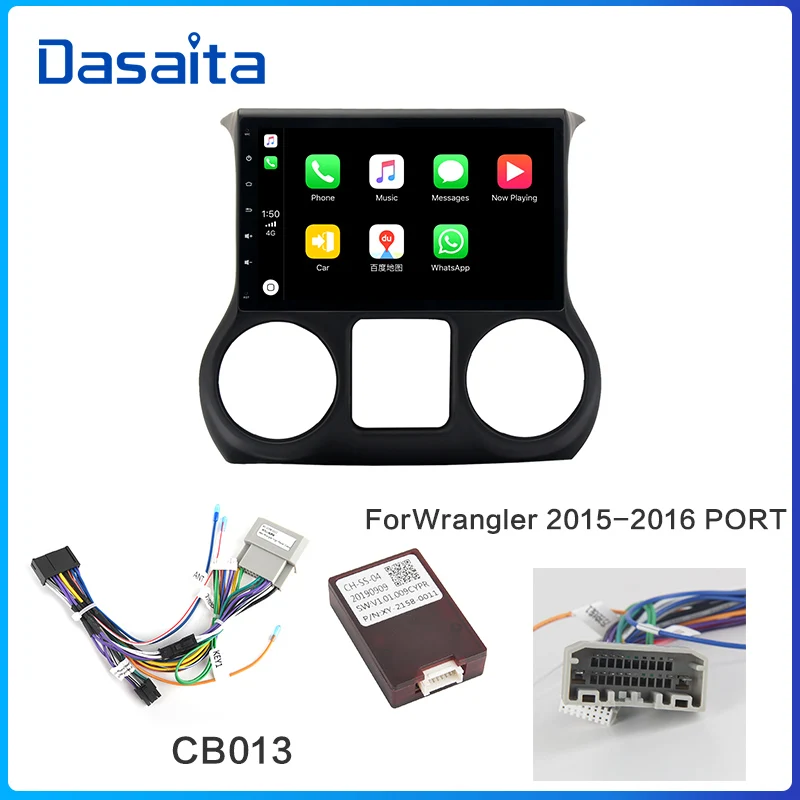 15-16 with carplayer Dasaita 10," ips экран 1Din автомобильный Android 9,0 DSP для Jeep Wrangler радио 2011- HDMI Bluetooth 1080P видео 64G rom MAX6 - Цвет: 15-16 with carplayer