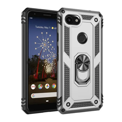 Rose Gold Для Googole Pixel 3a/3a XL двухслойный чехол армейский бронированный адсорбционный сверхмощный Магнитный кольцевой Стенд противоударный жесткий чехол - Цвет: Rose Gold